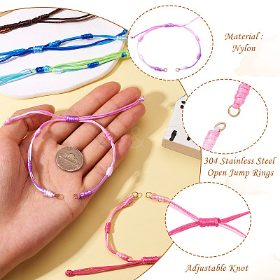14Pcs 7 Colors Segment Dyed Nylon Braided Cord Bracelet Makings AJEW-TAC00014-1