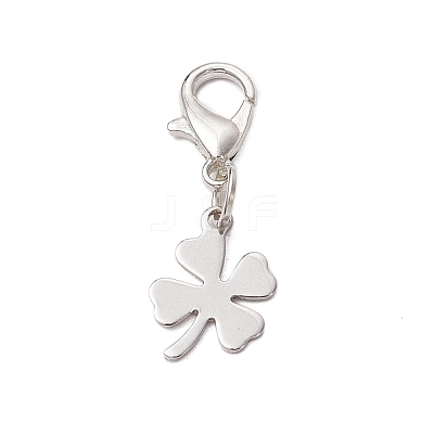 5Pcs Clover 201 Stainless Steel Pendant Decorations HJEW-JM03015-1