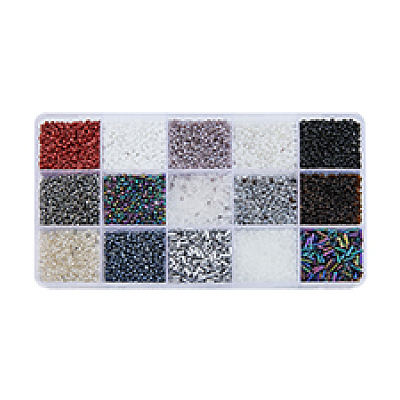 225g 17 Style Glass Seed Glass Bugle & Round Beads SEED-DC0001-02A-1