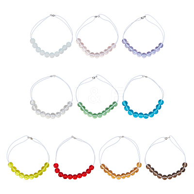 10Pcs 10 Colors Elastic Cords and Glass Golf Beads Count Stroke Score Counter HJEW-DR00088-1