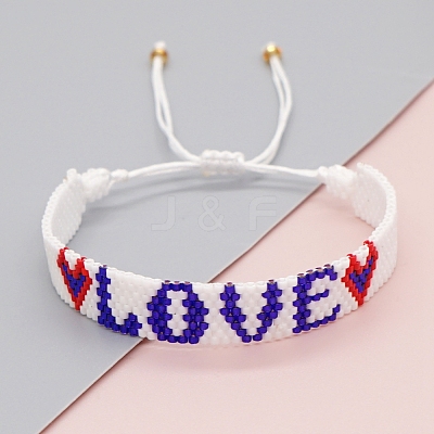 Friendship Word LOVE Loom Pattern MIYUKI Seed Beads Bracelets for Women BJEW-C011-28-1