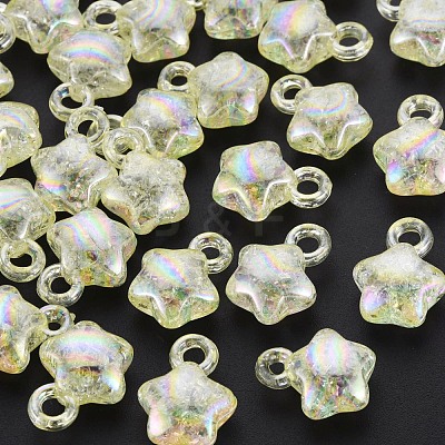 Transparent Crackle Acrylic Pendants MACR-S373-63-L06-1