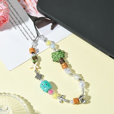 Acrylic & Resin & Porcelain & Synthetic Quartz Crystal Mobile Straps HJEW-FS00001-1