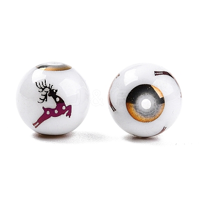 Christmas Opaque Glass Beads EGLA-R113-03G-1