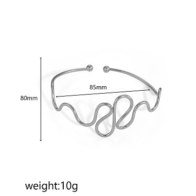 304 Stainless Steel Spiral Geometric Upper Arm Cuff Bangles for Women WGCF51B-07-1