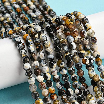 Dyed Natural Fire Crackle Agate Beads Strands G-G007-01-1