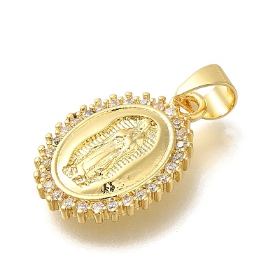 Rack Plating Brass with Cubic Zirconia Pendants KK-Z086-33G-07-1