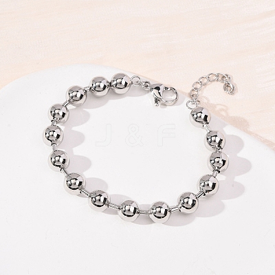 Brass Ball Link Chain Bracelets for Women BJEW-H640-02B-P-1