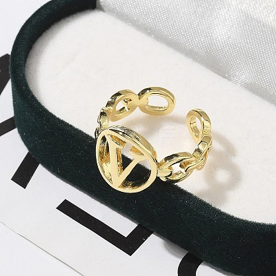 Brass Open Cuff Rings for Women RJEW-K289-01G-V-1