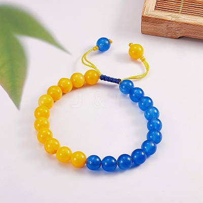 Stone Braided Bead Bracelet BJEW-SW00019-1