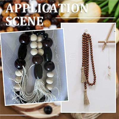 200Pcs 4 Colors Spray Painted Round Natural Schima Wood Beads WOOD-PA0001-73D-1