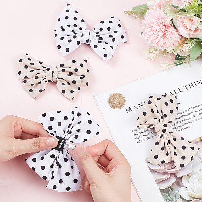 2 Pairs 2 Colors Polka Dot Pattern Cloth Bowknot Shoe Decorations FIND-CP0001-39-1