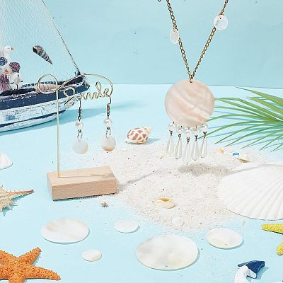 Flat Round Sea Shell Pendants SHEL-AR0001-17-1