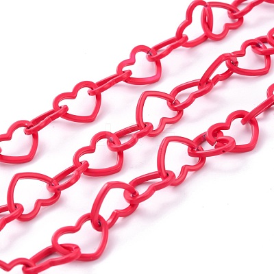 Spray Painted Brass Heart Link Chains CHC-I038-25B-1