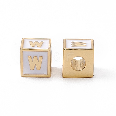 Rack Plating Brass Enamel Beads KK-B060-04G-04W-1