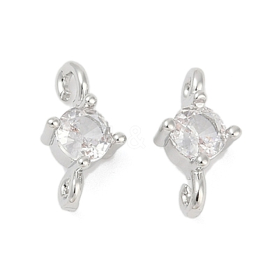 Brass Clear Cubic Zirconia Connector Charms LS-KK-Z094-10P-1