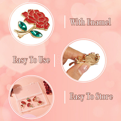 5Pcs 5 Styles Flower Enamel Pins JEWB-TA0001-35-1
