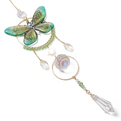 Stainless Steel Resin Butterfly Suncatcher HJEW-TA00451-02-1