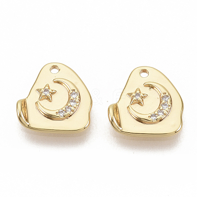 Brass Micro Pave Clear Cubic Zirconia Charms X-KK-T051-06G-NF-1
