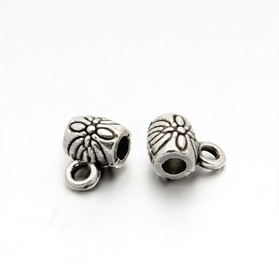 Tibetan Style Alloy Barrel Carved Flower Bail Beads LS-TIBEB-O004-49-1