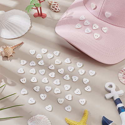 50Pcs 2-Hole Natural Shell Buttons BUTT-AR0001-24-1