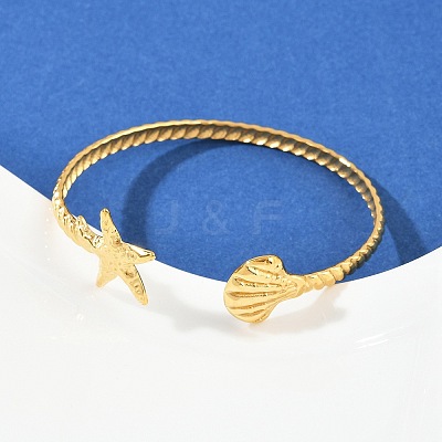304 Stainless Steel Cuff Bangles for Women BJEW-C114-02G-1