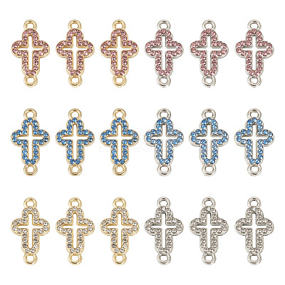 24Pcs 6 Colors Alloy Rhinestone Connector Charms FIND-TA0008-75-1
