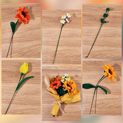 DIY Sunflower Twist Stick Making Kits AJEW-SC0032-03-1