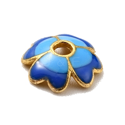 4-Petal Alloy Enamel Bead Caps FIND-G029-06G-04-1