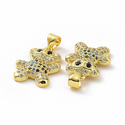 Brass Micro Pave Clear Cubic Zirconia Pendants ZIRC-F135-28G-03-1