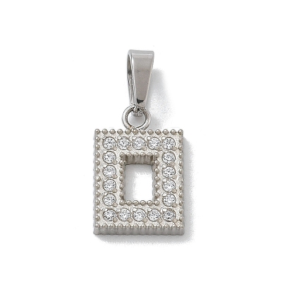 Ion Plating(IP) 304 Stainless Steel Micro Pave Cubic Zirconia Pendants STAS-Z107-06P-04-1