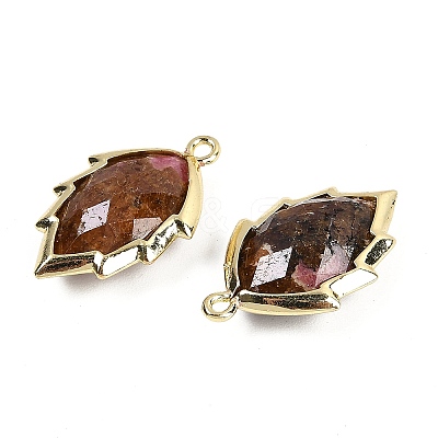 Natural Rhodonite Faceted Leaf Pendants G-I375-04G-04-1