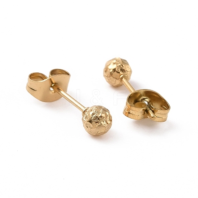 Ion Plating(IP) 304 Stainless Steel Ball Stud Earrings for Women EJEW-C038-01G-1