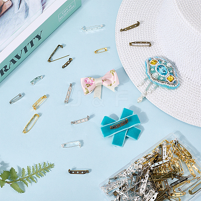 120Pcs 12 Styles Iron Brooch Findings IFIN-SP0001-31-1