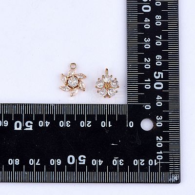 6 Pieces Flower Clear Cubic Zirconia Charm Pendant Brass Flower Charm Long-Lasting Plated Pendant for Jewelry Necklace Earring Making Crafts JX399A-1