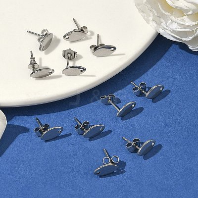 Non-Tarnish 304 Stainless Steel Stud Earring Findings STAS-R063-36-1