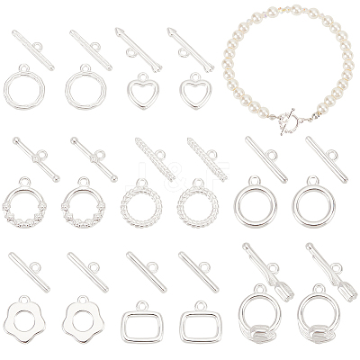 8 Styles Brass Toggle Clasps KK-PH0010-65-1