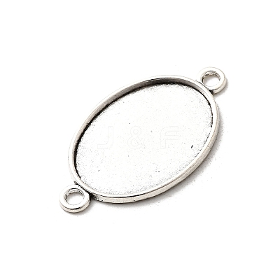 Antique Silver Tibetan Style Alloy Flat Oval Cabochon Connector Settings X-TIBE-M022-05AS-1