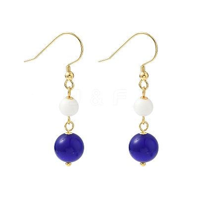 Electroplated 304 Stainless Steel Cat Eye Dangle Earrings EJEW-Z129-14G-02-1