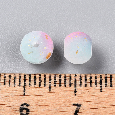 Frosted Baking Paint Crackle Glass Beads with Glitter Powder LS-DGLA-T004-6mm-01L-1