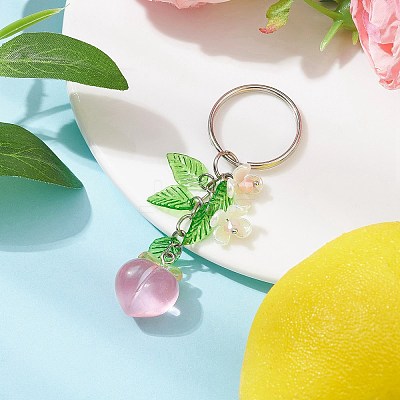 Fruits & Leaf Acrylic Pendant Keychain KEYC-JKC00680-04-1