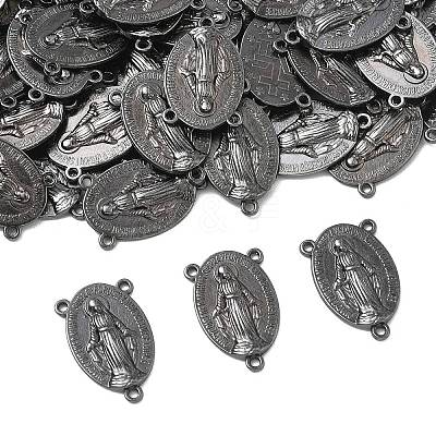 Holy Oval Carved Virgin Mary Tibetan Style Alloy Chandelier Component Links TIBEP-LF0961YKG-B-FF-1