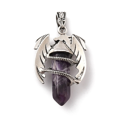 Natural Amethyst Pointed Pendants G-B042-04P-57-1