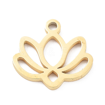 304 Stainless Steel Flower Lotus Charms STAS-Z054-02G-1