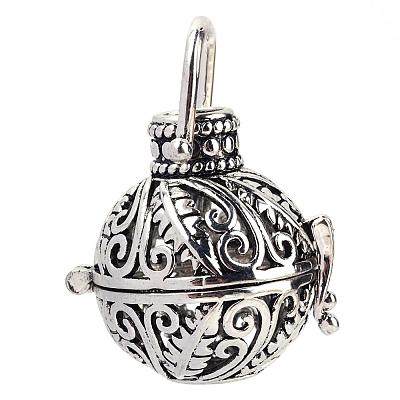 Rack Plating Brass Cage Pendants KK-S751-015AS-1