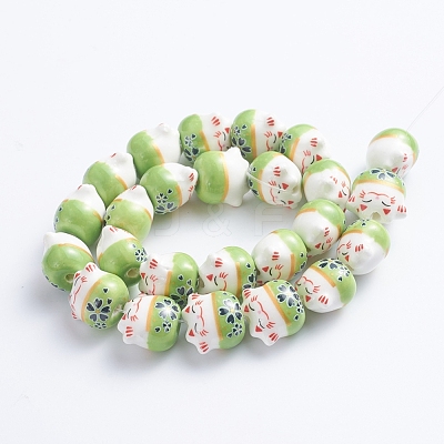 Handmade Printed Porcelain Beads PORC-G004-C04-1