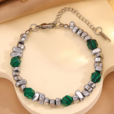 304 Stainless Steel and Acrylic Nuggets Beaded Bracelets for Men WG97E6A-02-1