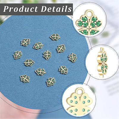 12Pcs Brass Micro Pave Cubic Zirconia Charms KK-BBC0027-44-1