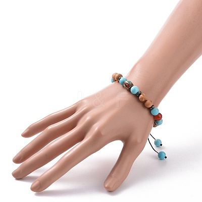 Wooden Braided Bead Bracelets Sets BJEW-JB09066-1