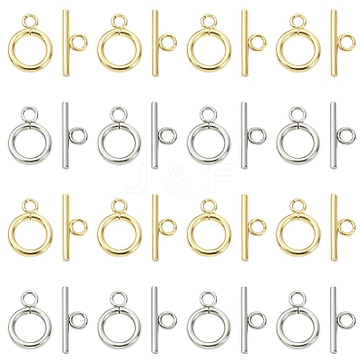 20 Sets 2 Colors 304 Stainless Steel Toggle Clasps STAS-YW0003-08A-1